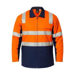 WorkCraft Hi Vis Cotton Reflective Jacket_ Orange_Navy