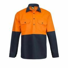 WorkCraft Hi Vis NSW Rail Style CSR Reflective Lightweight Cotton Drill Shirt Orange