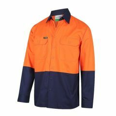 Workit Hi Vis Lightweight Adjustable Cuff L_S Shirt_ Orange_Navy