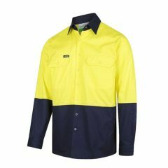 Workit Hi Vis Lightweight Adjustable Cuff L_S Shirt_ Yellow_Navy
