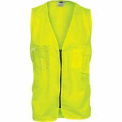 DNC 3806 Polyester Safety Vest, Clear ID Pocket, Zip Front, Yellow