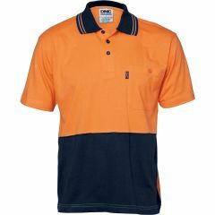 DNC 3845 Vented Cotton Jersey Polo Shirt, Short Sleeve, Orange/Navy