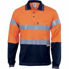 DNC 3916 Vented Hoop Reflective Cotton Jersey Polo Shirt, Long Sleeve, Orange/Navy
