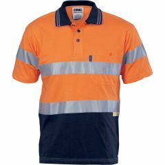 DNC 3915 Vented Hoop Reflective Cotton Jersey Polo Shirt, Short Sleeve, Orange/Navy