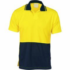 DNC 3903 Polyester Food Industry Polo Shirt, Short Sleeve, Yellow/Navy