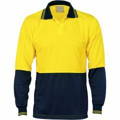 DNC 3904 Polyester Food Industry Polo Shirt, Long Sleeve, Yellow/Navy