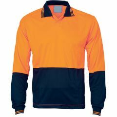 DNC 3904 Polyester Food Industry Polo Shirt, Long Sleeve, Orange/Navy