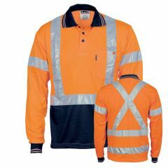 DNC 3714 NSW Rail Reflective Polyester Polo Shirt, Long Sleeve, Orange/Navy