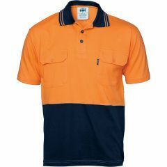 DNC 3943 Vented Cotton Jersey Polo Shirt, Twin Pocket, Short Sleeve, Orange/Navy