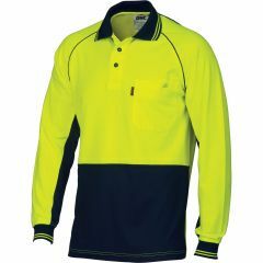 DNC 3720 Contrast Cotton Backed Polyester Polo Shirt, Long Sleeve, Yellow/Navy