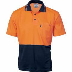 DNC 3814 Cotton Back Polyester Polo Shirt, Short Sleeve, Orange/Navy