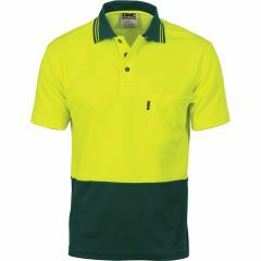 DNC 3814 Cotton Back Polyester Polo Shirt, Yellow/Bottle, Short Sleeve