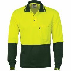 DNC 3816 Cotton Back Polyester Polo Shirt, Yellow/Bottle, Long Sleeve