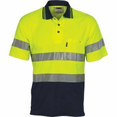 DNC 3717 Hoop Reflective Cotton Backed Polyester Polo Shirt, Short Sleeve, Yellow/Navy