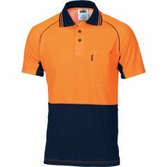 DNC 3719 Contrast Cotton Backed Polyester Polo Shirt, Short Sleeve, Orange/Navy