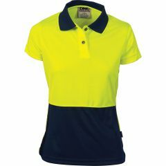 DNC 3897 Ladies Polyester Polo Shirt, Short Sleeve, Yellow/Navy