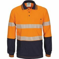 DNC 3516 Hoop Segment Taped Cotton Jersey Polo Shirt, Long Sleeve, Orange/Navy