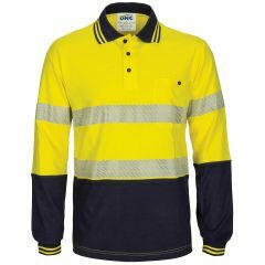 DNC 3516 Hoop Segment Taped Cotton Jersey Polo Shirt, Long Sleeve, Yellow/Navy