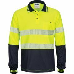 DNC 3513 Hoop Segment Taped Polyester Polo Shirt, Long Sleeve, Yellow/Navy