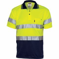 DNC 3715 Hoop Reflective Polyester Polo Shirt, Short Sleeve, Yellow/Navy