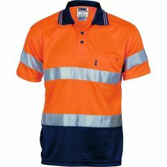 DNC 3715 Hoop Reflective Polyester Polo Shirt, Short Sleeve, Orange/Navy