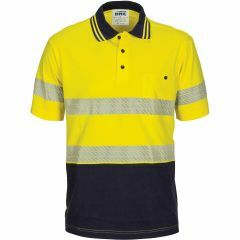 DNC 3515 Hoop Segment Taped Cotton Jersey Polo Shirt, Short Sleeve, Yellow/Navy