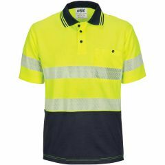 DNC 3511 Hoop Segment Taped Polyester Polo Shirt, Short Sleeve, Yellow/Navy