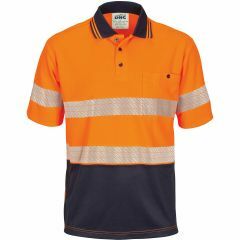 DNC 3511 Hoop Segment Taped Polyester Polo Shirt, Short Sleeve, Orange/Navy