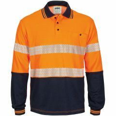 DNC 3518 Hoop Segment Taped Cotton Backed Polo Shirt, Long Sleeve, Orange/Navy