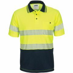 DNC 3517 Hoop Segment Taped Cotton Backed Polo Shirt, Short Sleeve, Yellow/Navy