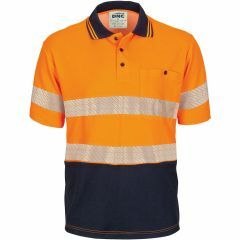 DNC 3517 Hoop Segment Taped Cotton Backed Polo Shirt, Short Sleeve, Orange/Navy