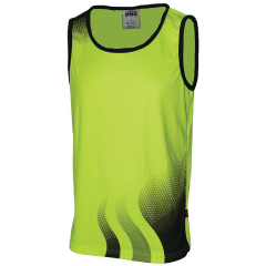 DNC 3561 Wave Sublimated Polyester Singlet, Yellow/Navy