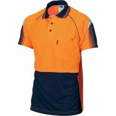 DNC 3751 175gsm Cool-Breathe Sublimated Piping Polyester Polo Shirt, Short Sleeve, Orange/Navy