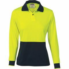 DNC 3898 Ladies Polyester Polo Shirt, Long Sleeve, Yellow/Navy