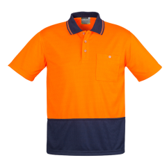 Syzmik ZH231 Unisex Basic Spliced Short Sleeve Polo, Orange/Navy