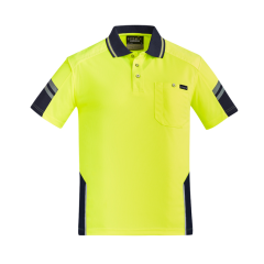Syzmik ZH465 Mens Reinforced Squad Short Sleeve Polo, Yellow/Navy