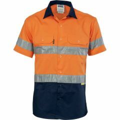 DNC 3887 155gsm Hoop Reflective Cotton Drill Shirt, Short Sleeve, Orange/Navy