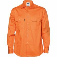 DNC 3208 155gsm Lightweight Cotton Drill Shirt, Long Sleeve, Orange