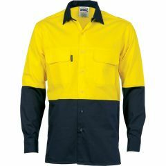 DNC 3938 155gsm 3 Way Vented Cotton Shirt, Long Sleeve, Yellow/Navy
