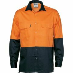 DNC 3938 155gsm 3 Way Vented Cotton Shirt, Long Sleeve, Orange/Navy