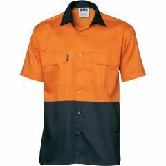 DNC 3937 155gsm 3 Way Vented Cotton Shirt, Short Sleeve, Orange/Navy