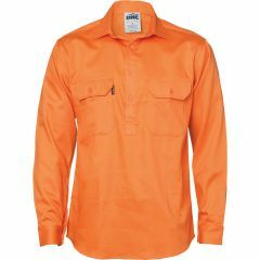 DNC 3204 190gsm Closed Front Cotton Drill Shirt, Long Sleeve, Orange