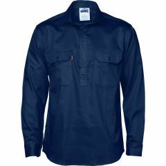 DNC 3204 190gsm Closed Front Cotton Drill Shirt, Long Sleeve, Navy