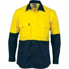 DNC 3840 155gsm Cotton Drill Shirt, Long Sleeve, Yellow/Navy