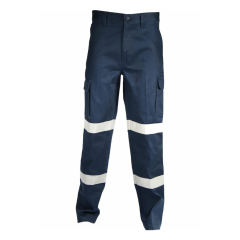 DNC 3361 311gsm Double Hoop Reflective Cotton Drill Cargo Trousers, Navy