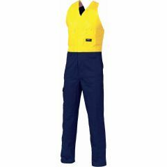 DNC 3853 311gsm Action Back Cotton Drill Coveralls, Yellow/Navy