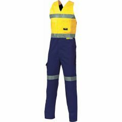 DNC 3857 311gsm Hoop Reflective Action Back Cotton Drill Coveralls, Yellow/Navy