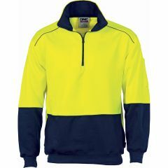 DNC 3928 Reflective Piping 1/2 Zip Polyester Sweat Shirt, Yellow/Navy