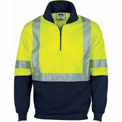 DNC 3929 X Style Reflective 1/2 Zip Polyester Sweater, Yellow/Navy