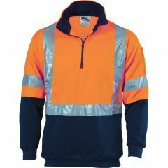 DNC 3929 X Style Reflective 1/2 Zip Polyester Sweater, Orange/Navy